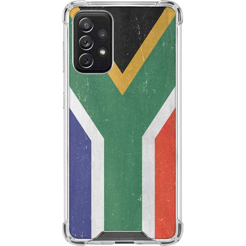 South Africa Flag Distressed Galaxy A72 5G Clear Case